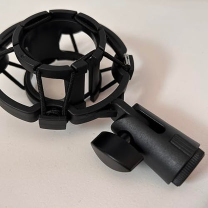Microphone Shock Mount 1 PACK, Mic Holder Clip for 43-48mm/1.69~1.9in Diameter Condenser Microphone, 3/8 or M16 Internal Thread, with 5/8" Male to 3/8" Female Screw Adapter, Easy to Use (Black) - size: 1 Pack