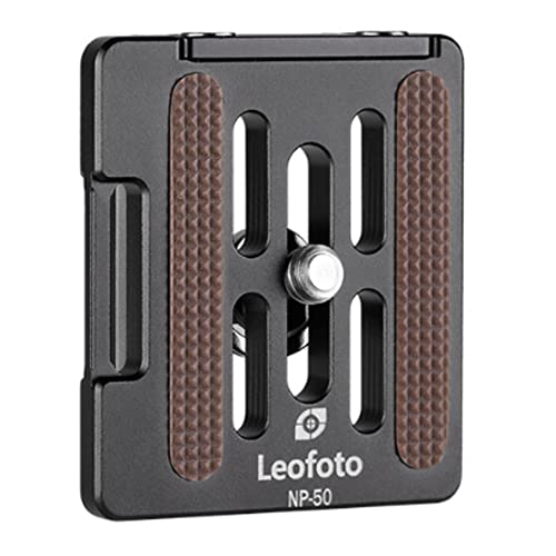 LEOFOTO NP Anti-Slip QR Plate, Retractable Backstop, Safety Screw, Strap Slot, Arca Compatible (NP-50) - size: NP-50