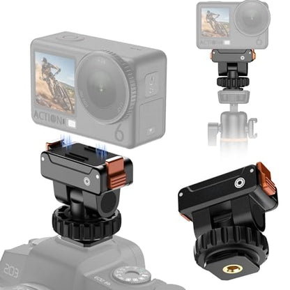 Cold Shoe Adapter Mount for DJI Osmo Nano/Action 6, Magnetic Quick Release Hot Shoe Mount w 1/4" Thread Tripod Adapter, 180° Tilt Camera Accessories for DSLR Vlog Dual Camera Shooting Content Creator
