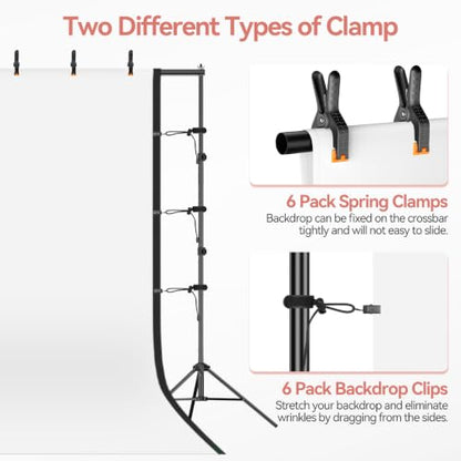 7 x 10 FT Photo Video Studio Backdrop Stand Kit, Photography Background Support System with 6.5 x 10FT Black, White Backdrop, Clamps, Sandbags and Carry Bag for Photoshoot, Portrait - color: Black, White