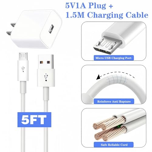 Kids Camera Charger, 5V1A Wall Charger with 5FT USB to Micro USB Charging Cable, Compatible Goopow Gofunly Hangrui Kids Digital Instant Print Camera Toys & Toddler Cameras 5v 1a Power Adapter White - color: white+micro usb cable