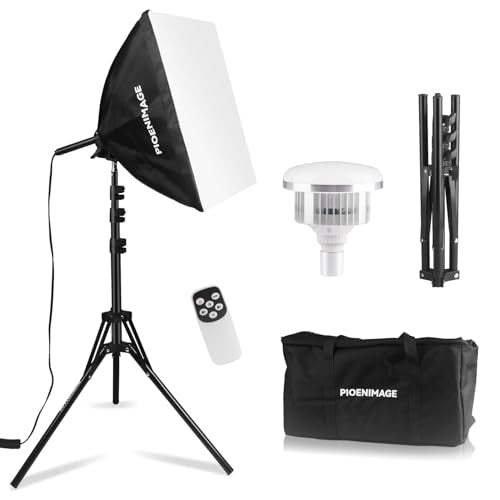 Softbox Lighting Kit, Softbox Photography Lighting Kit | 17in Softbox with PET Fabric, Folding Lighting Tripod, 85W 2700-6500K LED Bulb, Studio Lights for Portrait, Video Recording - color: 1 Pc 17x17in Softbox Set