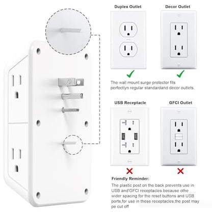 Wall Outlet Extender with Night Light, Power Plug Adapter Multi Plug Outlet Surge Protector with 4 USB Charging Ports (2 USB C), Adapter Spaced Outlets for Home Travel Office-ETL - color: White with Night Light