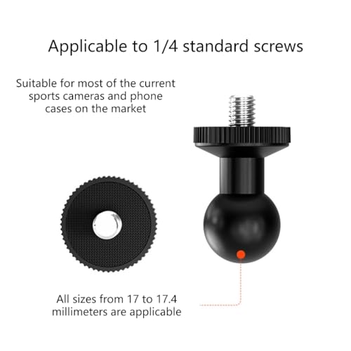 4 Piece 17mm Ball Head Mount Adapters Featuring 1/4 Inch Screw Compatible for Camera and Device Mounting Systems Action Camera Mount (A Model) - color: A model