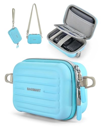 BAGSMART Digital Camera Case, Small Camera Bag with 2 Carrying Ways, Blue | Lightweight Camera Sling Bag for Canon Powershnot ELPH 180/190/Sony DSCW800/DSCW830, Waterproof & Protective - color: Blue