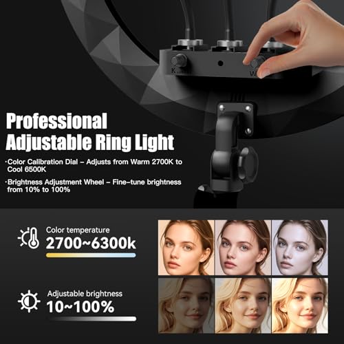 Ring Light with Stand and Phone Holder, 19" Ring Light Tripod for iPhone, Professional LED Circle Light with 78" Tripod, Selfie Ringlight for Live Streaming, Makeup, Barber, Tiktok, YouTube, Black - color: Black
