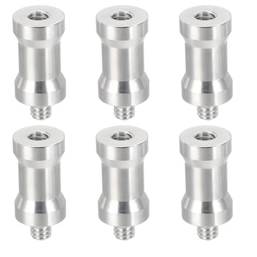 PATIKIL Camera Spigot Screws Converter 1/4" to 1/4" Female to Male, 6 Pack Tripod Screw Adapter Spigot Stud for Light Stand Hot Shoe Cold Shoe Adapter Ball Head Flash, Silver