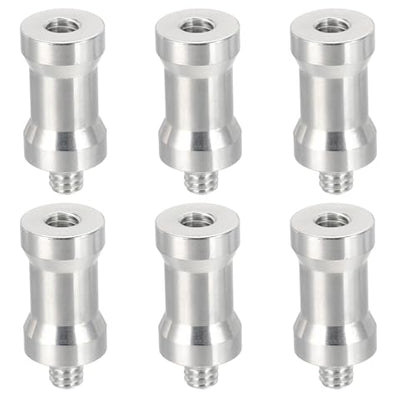 PATIKIL Camera Spigot Screws Converter 1/4" to 1/4" Female to Male, 6 Pack Tripod Screw Adapter Spigot Stud for Light Stand Hot Shoe Cold Shoe Adapter Ball Head Flash, Silver