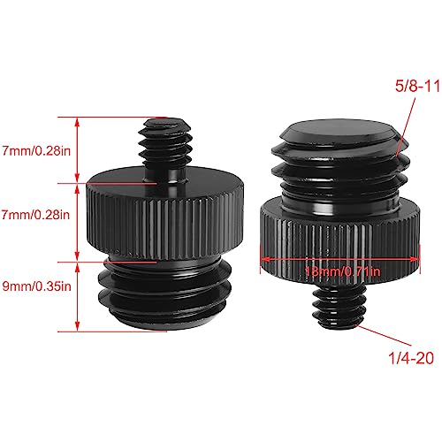 1/4Inch Male to 5/8Inch Male Threaded Tripod Screw Adapter LUORNG 2PCS 1/4 to 5/8-11 Double Sided Standard Mounting Thread Converter for Camera Cage Mount,Black - size: 1/4Inch to 5/8Inch