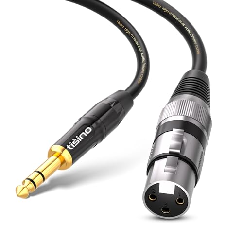 Tisino Female XLR to 1/4'' TRS Microphone Cable, 6.35mm Stereo Jack to 3-pin XLR Female Balanced Interconnect Micphone Cable - 6.6FT - size: 2m/6.6ft