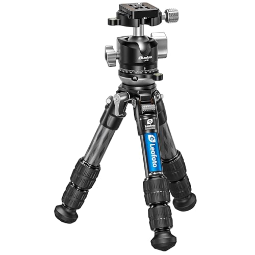 Carbon Fiber Mini Tabletop Tripod with Leveling Base for Camera, 360° Rotating Ball Head with QR Plate for Sport Camera/Phone Holder/Projector, Convertible 1/4" & 3/8" Screw, Max Load 5.17KG/11.4LB - color: LS-223CEXX+LH-30: with 30 Ball Head
