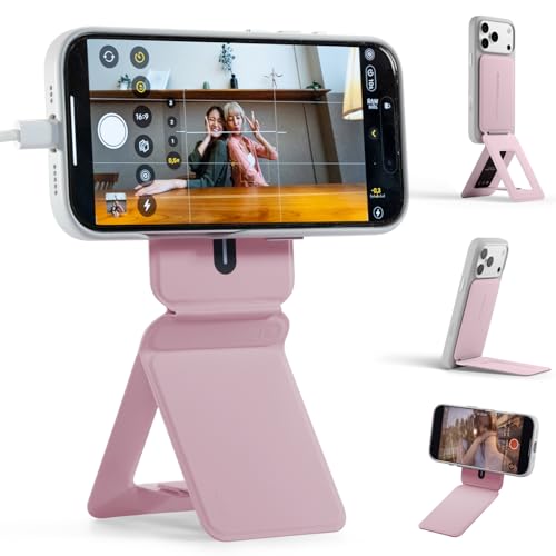 MOFT Phone Stand, Magnetic Phone Tripod Stand Stain-Resistant MOVAS Leather & Angle Adjustment & Strong Magnets Tripod for iPhone 17/16/15/14/13/12 (Included Metal Ring)-Blush - color: Blush, size: Without Card Slot