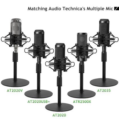Upgraded AT2020 Desktop Mic Stand, Adjustable Mic Stand Desk with Shock Mount and Foam Windscreen for Audio Technica AT2020 AT2020USB+ AT2035 ATR2500 Condenser Mic