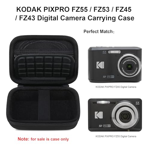 Elonbo Camera Carrying Case for KODAK PIXPRO FZ55 / FZ53 / FZ45 / FZ43 16MP Digital Camera, Vlogging Camera Storage Holder Travel Bag, Mesh Bag Fits Batteries, Cable, Memory Card, Black - color: Z-Black