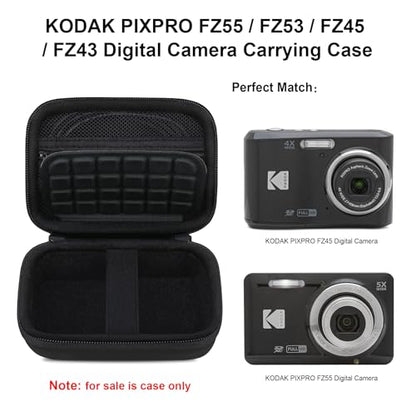 Elonbo Camera Carrying Case for KODAK PIXPRO FZ55 / FZ53 / FZ45 / FZ43 16MP Digital Camera, Vlogging Camera Storage Holder Travel Bag, Mesh Bag Fits Batteries, Cable, Memory Card, Black - color: Z-Black