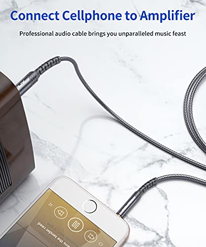 JSAUX 1/4 to 1/8 Cable Stereo Audio Cable 20FT, 6.35mm 1/4" Male to 3.5mm 1/8" Male TRS Bidirectional Stereo Audio Cable Jack for Guitar, Home Theater Devices, Speaker and Amplifiers-Grey - color: Grey, size: 20ft