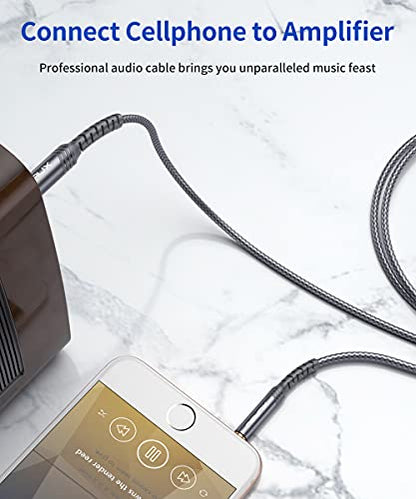 JSAUX 1/4 to 1/8 Cable Stereo Audio Cable 20FT, 6.35mm 1/4" Male to 3.5mm 1/8" Male TRS Bidirectional Stereo Audio Cable Jack for Guitar, Home Theater Devices, Speaker and Amplifiers-Grey - color: Grey, size: 20ft
