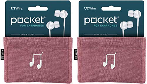 UT Wire [2 PACK] Pocket Snap & Store Earphone Case Pouch, Dusty Rose Pink - color: Dusty Rose/Grey, size: Earbud Case | 2 Pack