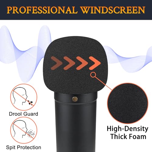 SOULWIT 2Pcs Pop Filter for RØDE(Rode) NT1 Series(Gen 1/2/3/4/5/Signature)/NT1-A, Protective Mic Cover Windscreen Foam - Black
