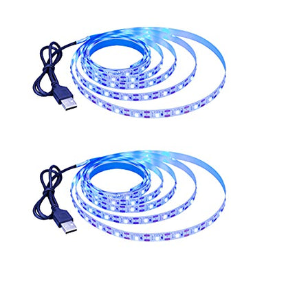 5V USB Blue 460-465nm LED Strip Light USB Powered 13.12ft/4M 240LEDs Flexible SMD2835 High Brightness No-Waterproof IP20 LED Tape Lights(2pcs x 6.6ft) - color: Blue