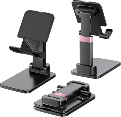 Adjustable Phone Stand for Desk | Foldable Holder, Stable Base, Non-Slip Design, Compatible with iPhone, Android Phones and Tablets