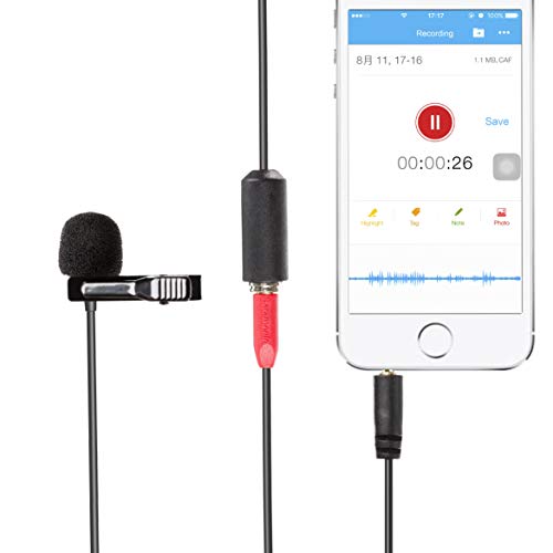 Saramonic Lavalier Clip-On Microphone for Smartphone with 4M Extension Cable Professional Video Microphone (SR-LMX1+)