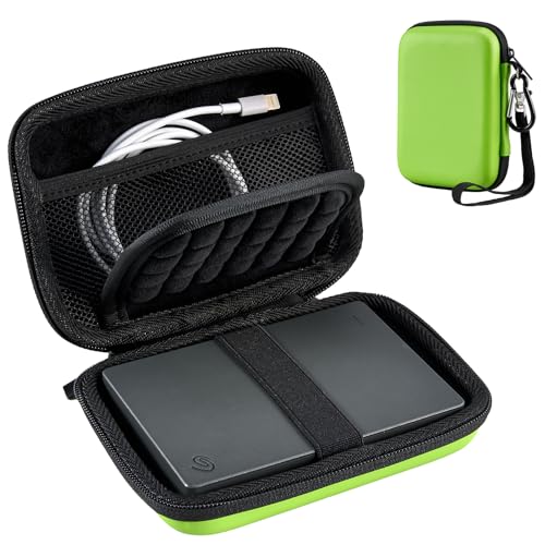 ProCase External Hard Drive Travel Case for 2.5" HDD/SSD -Green | Fits Seagate Portable, Samsung T9, WD Elements, My Passport, Toshiba Canvio Basics, 1TB-5TB Drives, USB 3.0 HDD/SSD Storage - color: Green