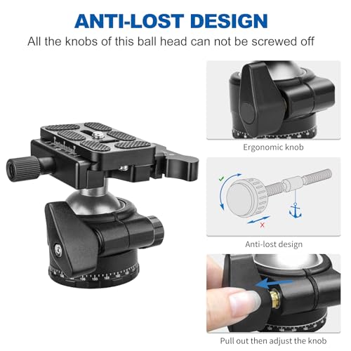 CAVIX H-36F Tripod Head with Lever Release, 36mm Camera Tripod Ball Head with Arca Swiss Quick Release Plate, Max Load 33lb/15kg, for Camera Tripod Monopod DSLR Camcorder Telescope - size: Ball Dia. 36mm