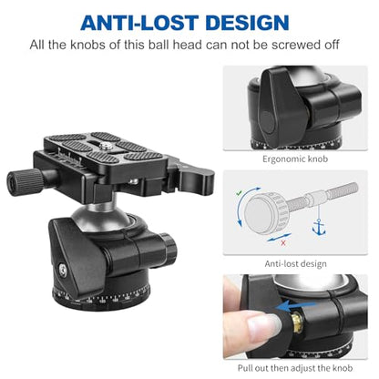 CAVIX H-36F Tripod Head with Lever Release, 36mm Camera Tripod Ball Head with Arca Swiss Quick Release Plate, Max Load 33lb/15kg, for Camera Tripod Monopod DSLR Camcorder Telescope - size: Ball Dia. 36mm