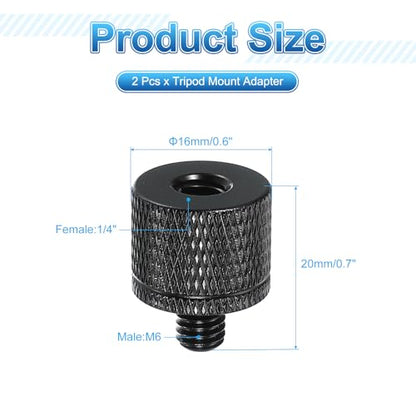 PATIKIL Tripod Screw Adapter 1/4" Female to M6 Male, 2 Pcs Tripod Nut Connectors Camera Mount Screw Camera Double Head Converter for Microphone Holder Magic Arms Accessories, 20 mm - size: 1/4" Female to M6 Male,20 mm