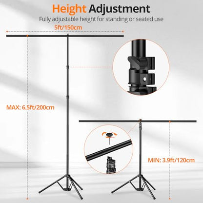 Green Screen Backdrop Kit, 5×7ft Portable Greenscreen Background with Adjustable T-Shaped Stand, 5 Clamps, Carrying Bag for Parties, Streaming, Photography, Zoom, Gaming, Video Studio - color: green