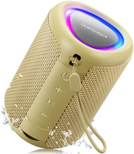 Portable Bluetooth Speaker Beach Essentials: IPX5 Waterproof for Outdoor/Powerful HD Sound/Dynamic Light/All Day Playtime/Wireless BT 5.3/TWS Pairing, Travel|Camping|Pool Accessorie, School Supplies - color: Yellow