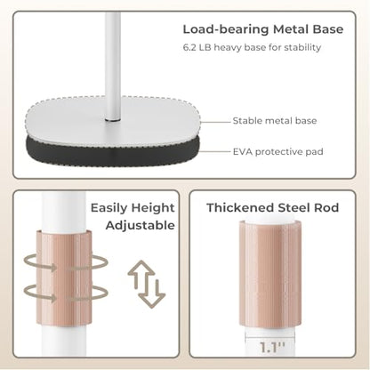 Portable Laptop Floor Stand, Bedside/Sofa Table with Height Adjustable 18''~48'', Sleek Wooden Lectern Standing Desk Mobile Podium for Home, Office, School, White - color: White