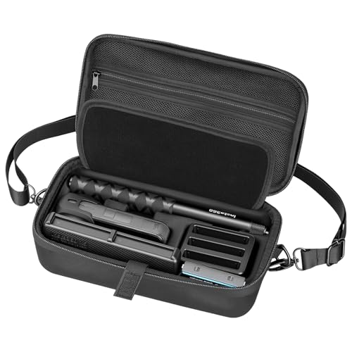 AMAZEAR Carrying Case for Insta360 X5 Accessories, Insta 360 X5 X4 Air Action Camera Waterproof Travel Carry Bag with Shoulder Strap, Pure Black - color: Pure Black, size: Medium