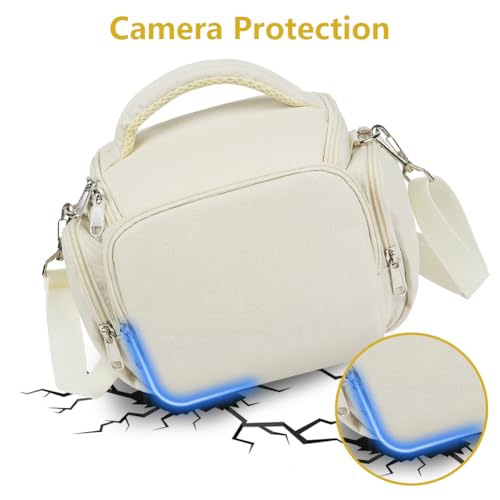 Ainiv DSLR Camera Bag, Waterproof Anti-Shock SLR Camera Case, Large Adjustable Shoulder Strap Camera Backpack, Portable Crossbody Single Shoulder Backpacks Compatible with Canon, Sony, Nikon, Beige - color: Beige