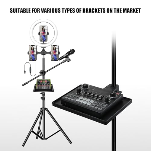 Microphones Sound Card Stand Tray for Music Interfaces Accessories with Strong Clamp Fit for 13-47mm Tube ABS Build
