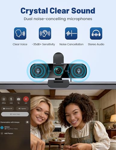 Pro HD 1080p/30fps Webcam with Tripod, External USB Camera for PC/Laptop | Dual noise-cancelling mics | Auto-focus | Wide-angle | Low-light correction | 360° rotation | CMOS sensor | Plug and Play - style: 1080p | 30fps | USB Cable | Tripod Included