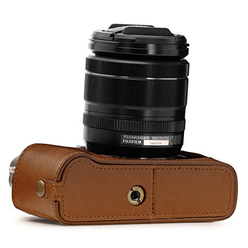 MegaGear Ever Ready Leather Camera Half Case and Strap Compatible with Fujifilm X-T30, X-T20, X-T10 - color: Light Brown