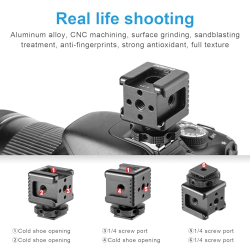 Fomito LX-3 3-Head Cold Shoe Mount with 1/4"-20 Thread for Camera Cage Flash LED Monitor Microphone etc