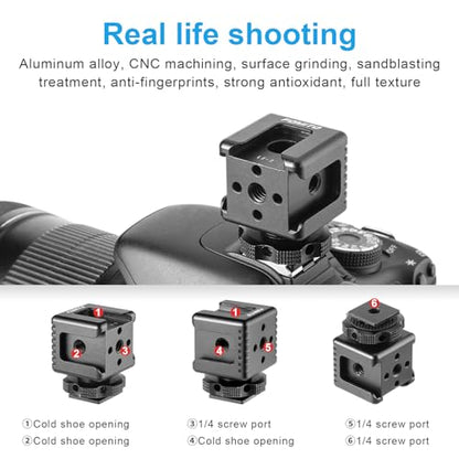 Fomito LX-3 3-Head Cold Shoe Mount with 1/4"-20 Thread for Camera Cage Flash LED Monitor Microphone etc