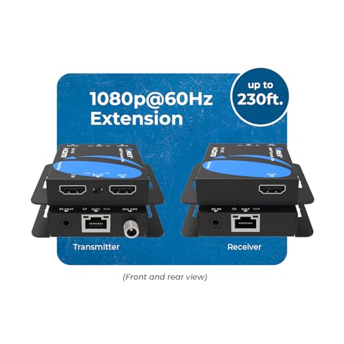 OREI 4K HDMI Over Ethernet Extender Over CAT5/CAT6/CAT7, with IR Upto 164 Feet - Loop Out - 4K @ 30Hz 1080P Full HD Signal Distribution (EX-170C) (Pack of 2) - size: 2 PACK