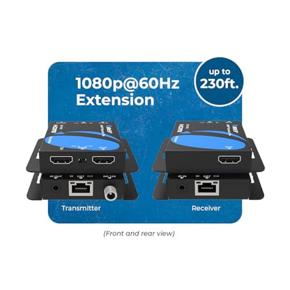 OREI 4K HDMI Over Ethernet Extender Over CAT5/CAT6/CAT7, with IR Upto 164 Feet - Loop Out - 4K @ 30Hz 1080P Full HD Signal Distribution (EX-170C) (Pack of 2) - size: 2 PACK