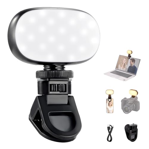 NEEWER Basics Portable Selfie Light, 3W Clip on Phone Small LED Cold Shoe Camera Lighting, 600mAh CRI95 3 Color Modes Dimmable for iPhone iPad Laptop Webcam Zoom Video Conference Recording Vlog, N9