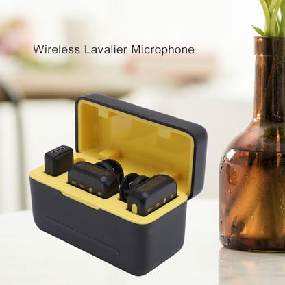 Wireless Lavalier Microphone, Audio Lapel Mic with 2.4G Wireless Technology, Active Noise Cancelling, Collar Microphone for Video Recording Podcast
