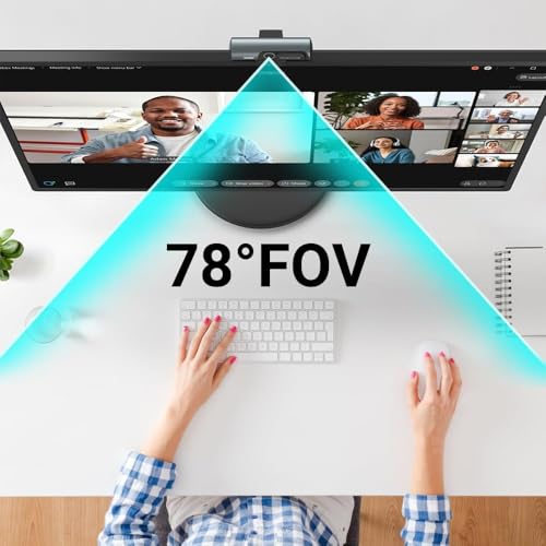 5MP Webcam for PC, 2K HD Camera with Privacy Cover, 78° FOV Auto-Focus & Dual Noise-Reducing Mic, Plug&Play USB Webcam for Streaming, Conferencing, Zoom, Skype, Teams