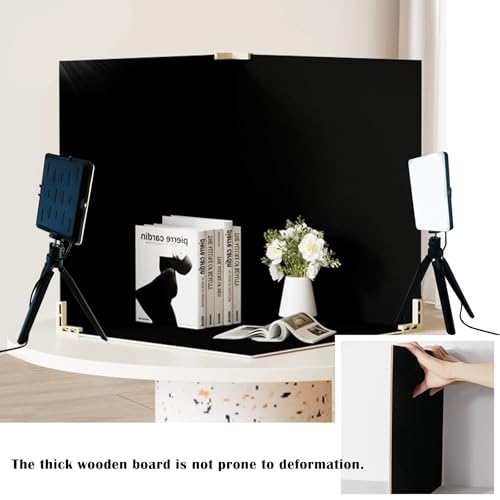 14PCS Absobent Black Flocked Photography Backdrop Boards with LED Lighting Studio Kit 16x16 inch Anti-Glare Photo Background Backdrop Shooting Tent for Product Food Jewelry Cosmetics Makeup