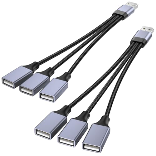 USB Splitter 1 in 3 Out, USB A Male to 3 Female USBA Ysplitter, USB Y Splitter Adapter Dual Type A Power Cord for Charging, Data Transfer, Laptop, Mac(2 Pack) - size: 2 Pack