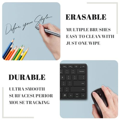 Dry Erase Desk Mat, Waterproof Desk Pad, Erasable Writing White Board for Making Plans, Non-Slip Large Desktop Protector for Office, Home, School 31"x13" (Blue) - color: Blue