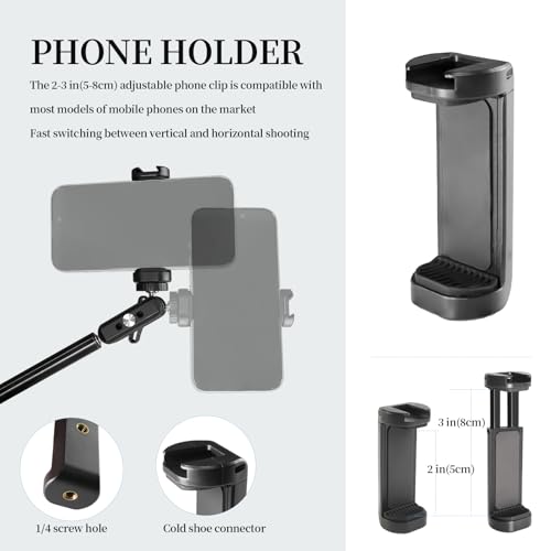 22" Magic Arm with Super Clamp Overhead Camera Mount for Camera, 1/4” Threads Adjustable Desktop Stand Holder Compatible with Phone Microphone Webcam Action Camera Video Light