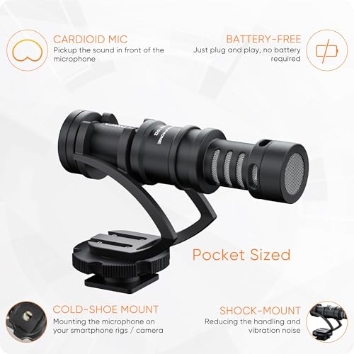 Camera Microphone,Comica CVM-VM10II Professional Video Microphone with Shock Mount, Deadcat,Compact Shotgun Mic Compatible with iPhone,DSLR Camera,Android Smartphones- Perfect for TikTok YouTube Vlog - color: Black